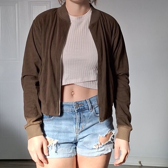 Suede green zip up - Picture 2 of 8